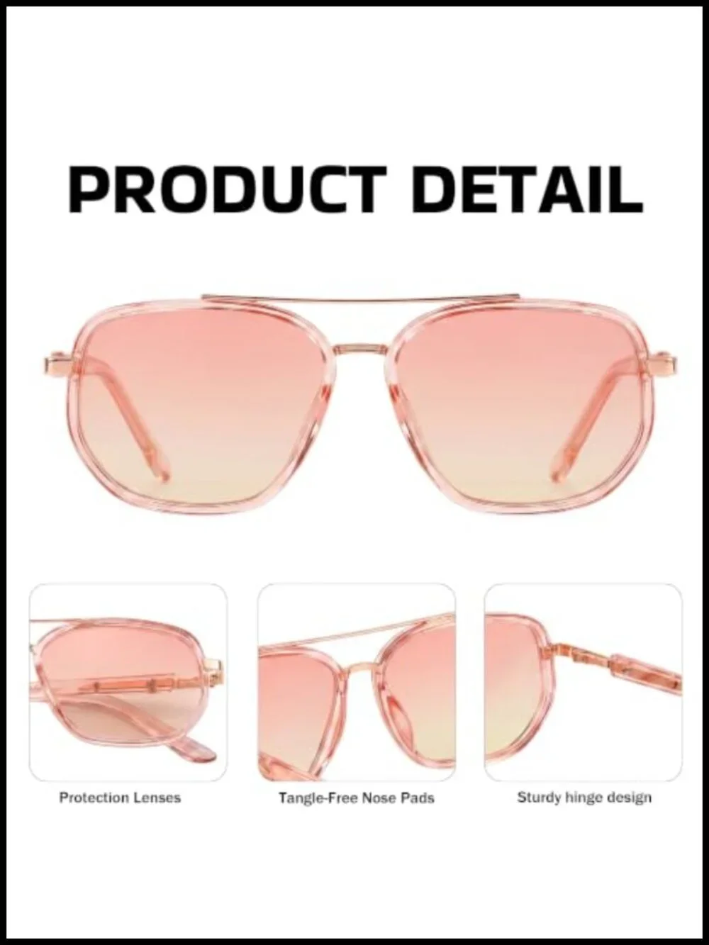 Polarized Aviator Sunglasses TR90 Frame UV400 Double Bridge Pilot Shades